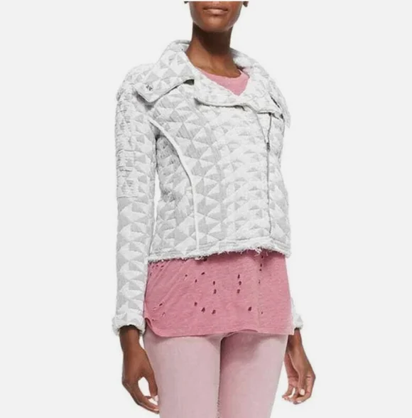 IRO Otavia Quilted Moto Jacket In Beige Multicolor Size French 36/US 4 - Picture 7 of 16